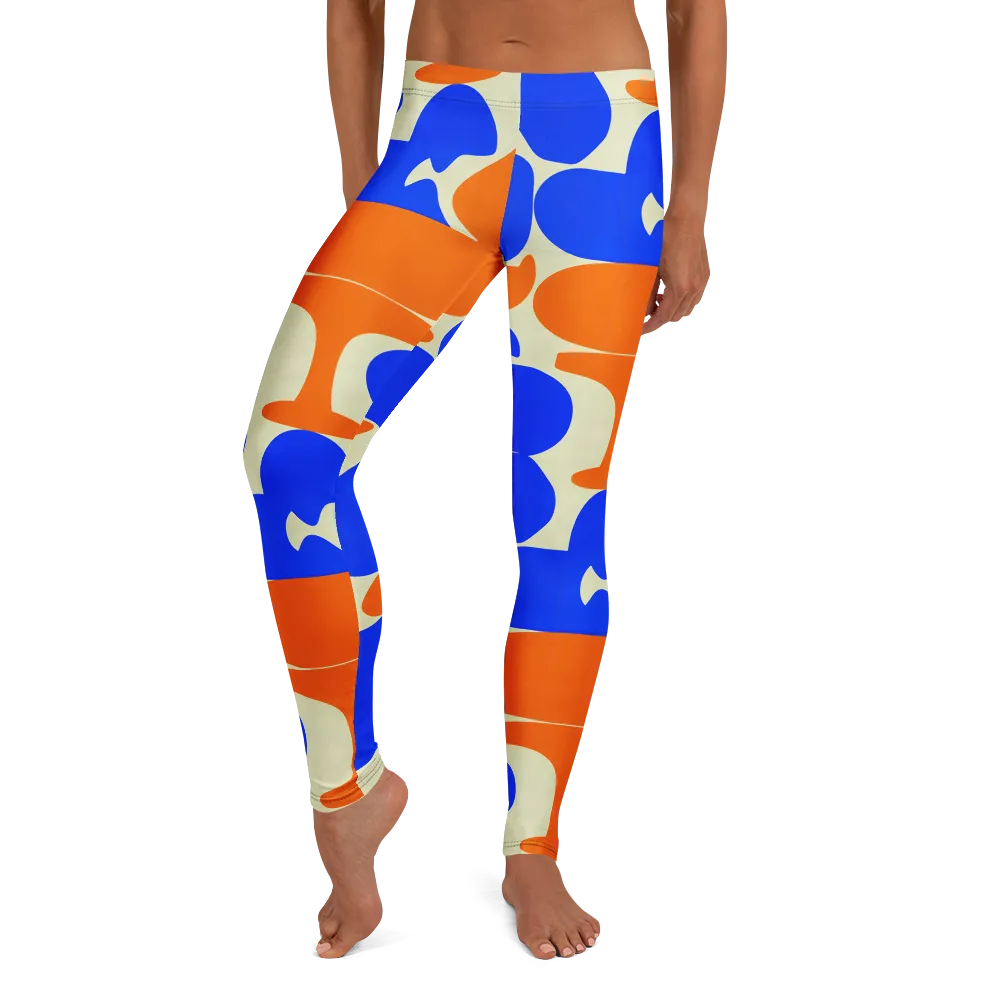 Cobalt Tangerine Totem on Leggings — Front