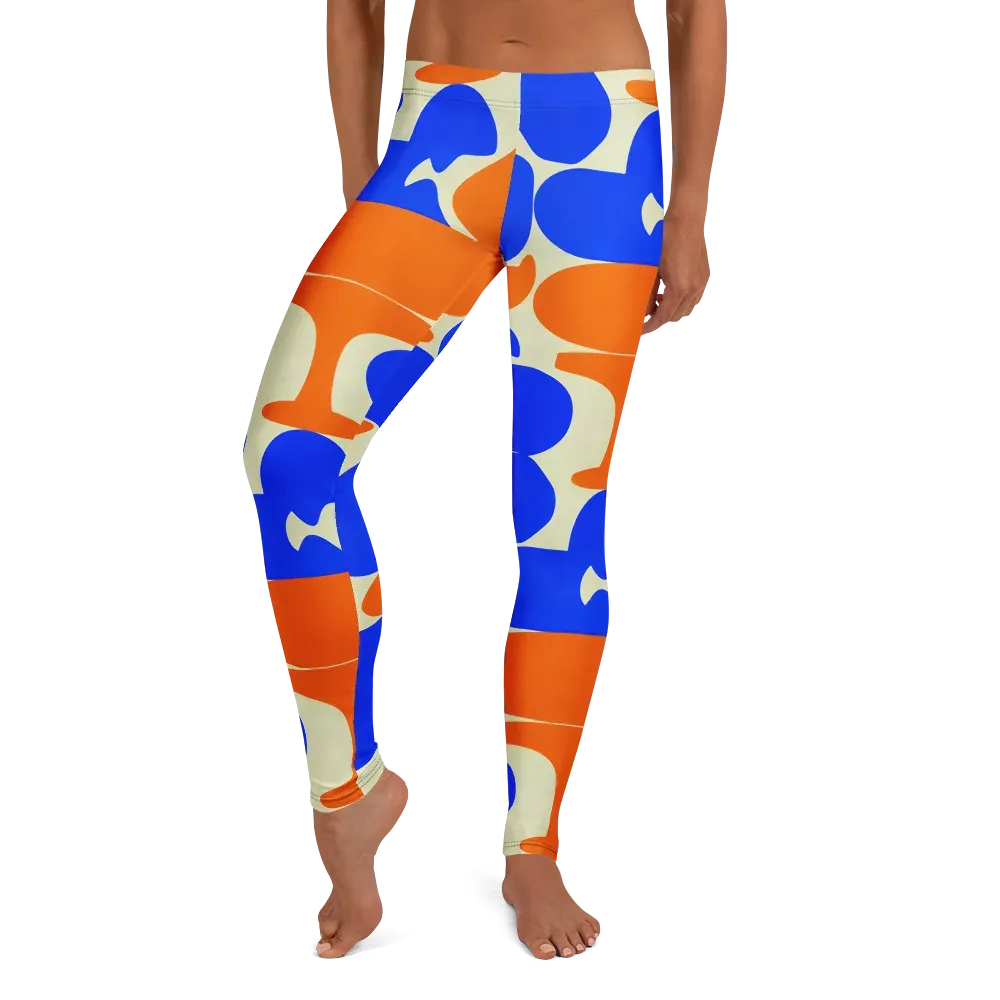Cobalt Tangerine Totem on Leggings — Front