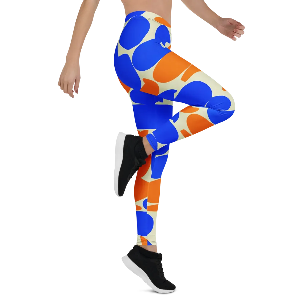 Cobalt Tangerine Totem on Leggings — Right