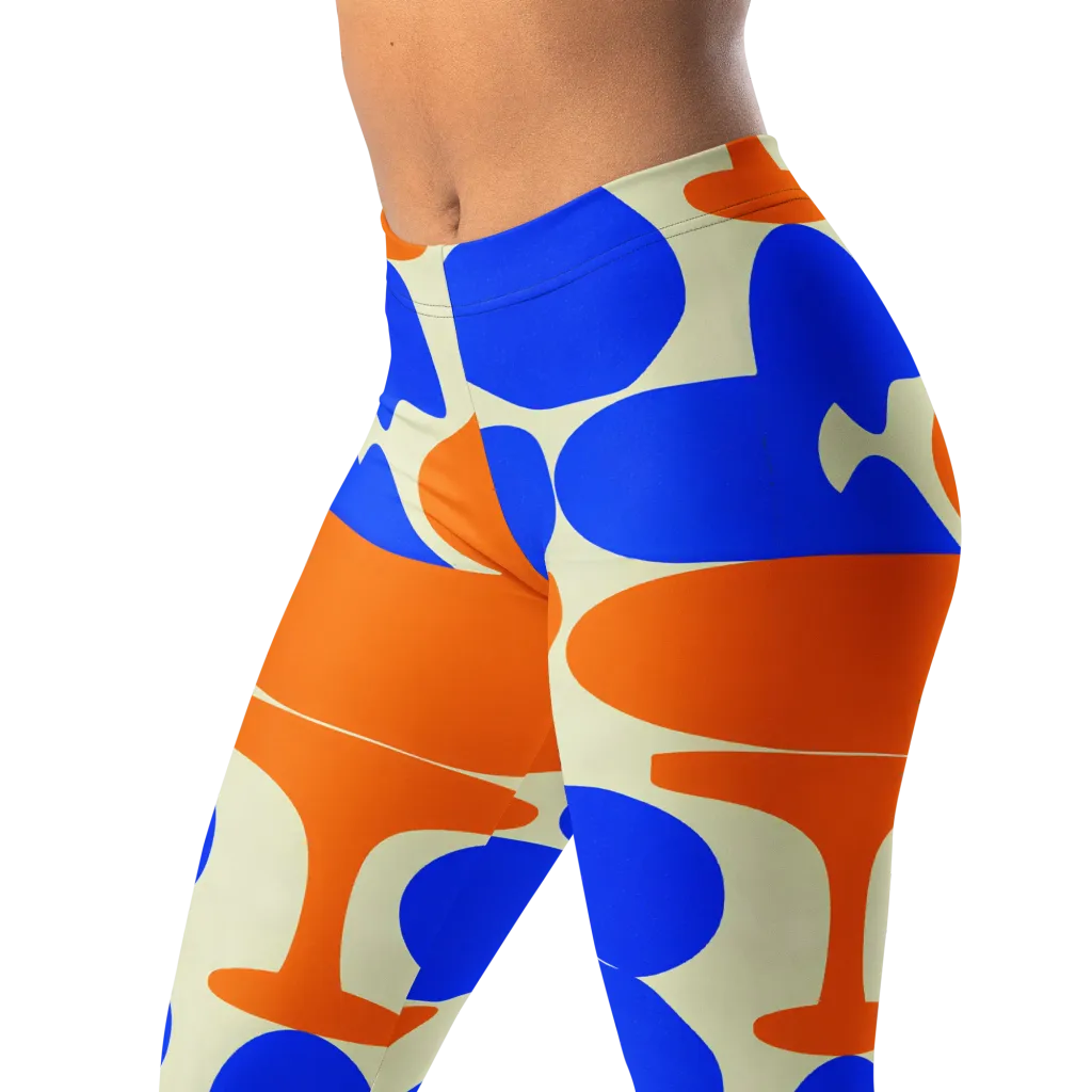 Cobalt Tangerine Totem on Leggings — Left Front