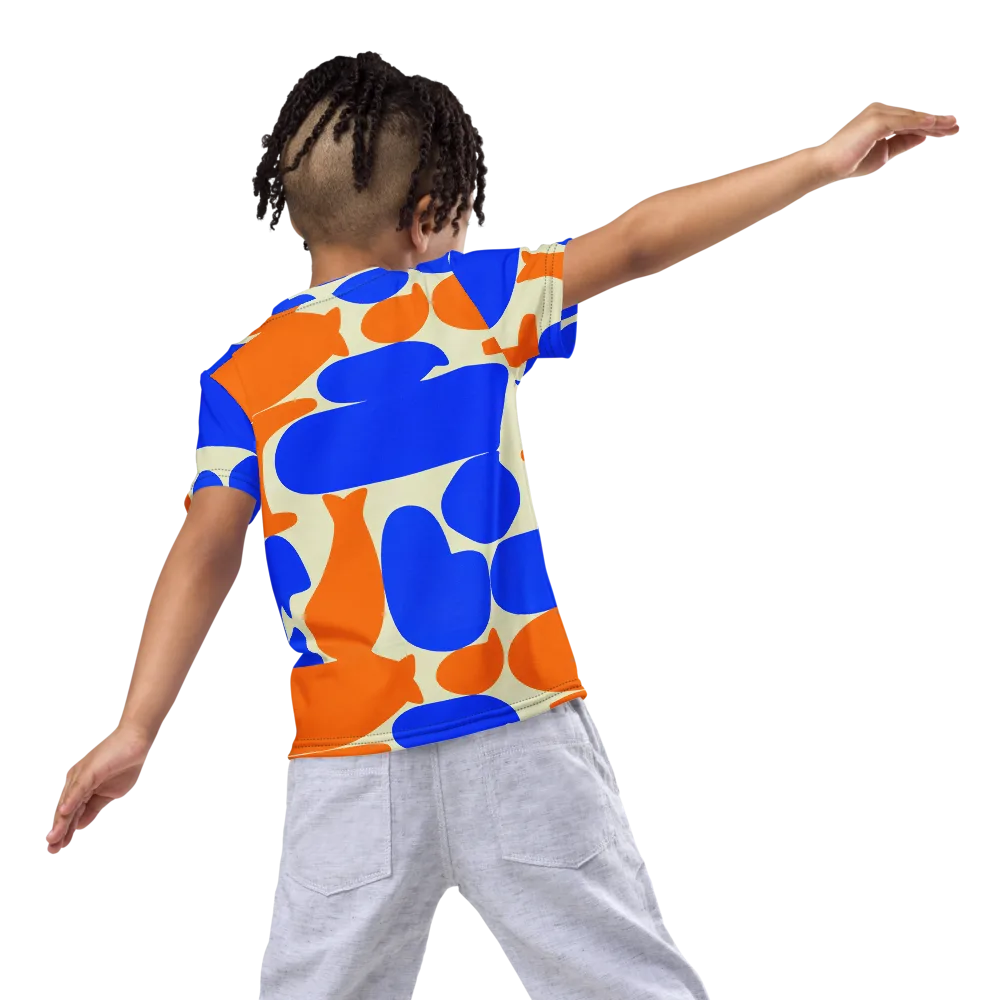 Cobalt Tangerine Totem on Kids Crew Neck T-Shirt — Back