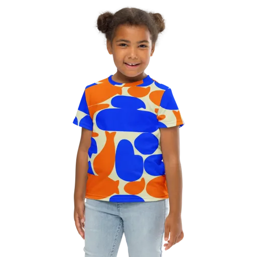 Cobalt Tangerine Totem on a Kids Crew Neck T-Shirt