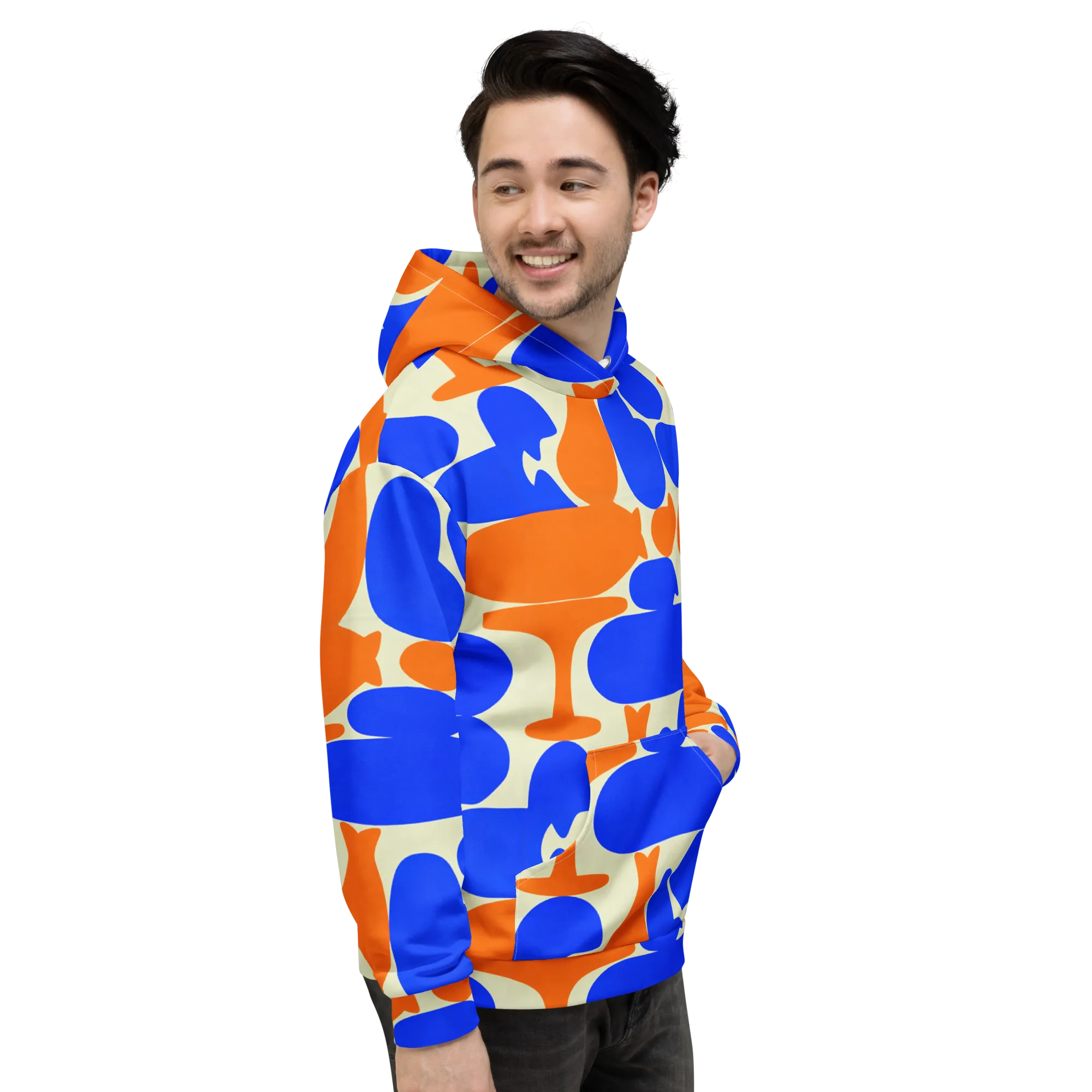 Cobalt Tangerine Totem on Hoodie — Right