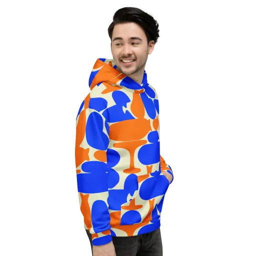 Cobalt Tangerine Totem on a Hoodie