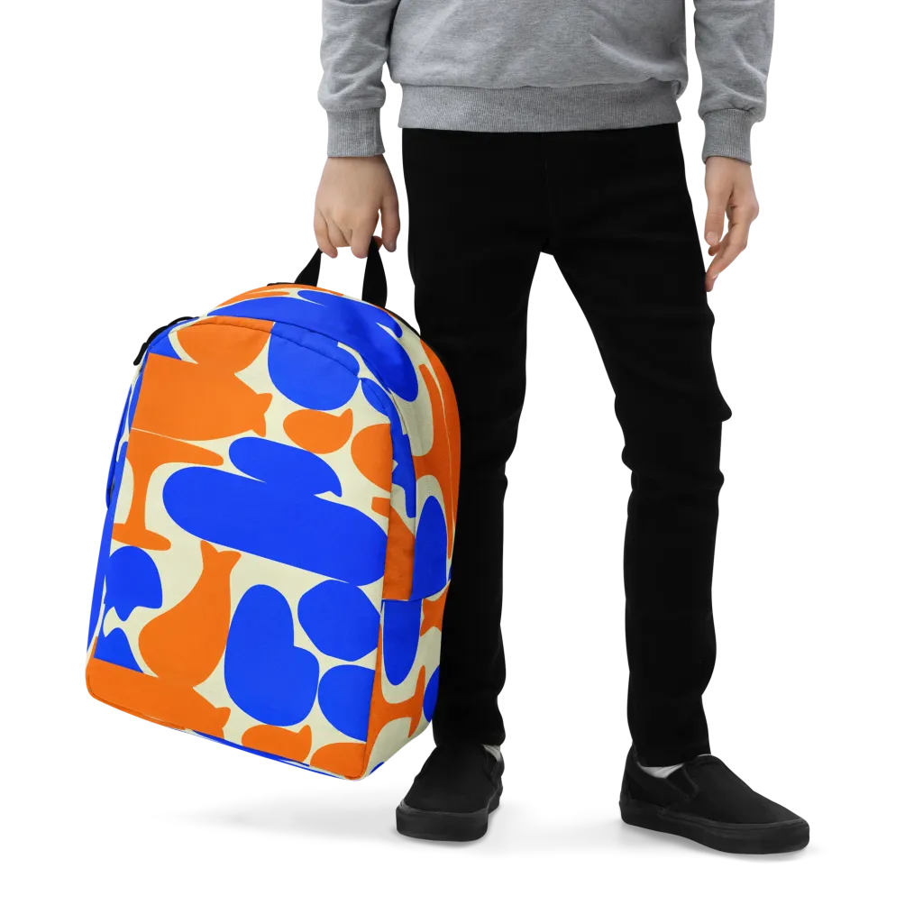 Cobalt Tangerine Totem on Minimalist Backpack — Zoomed-in