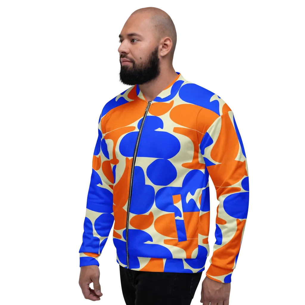 Cobalt Tangerine Totem on Bomber Jacket — Left