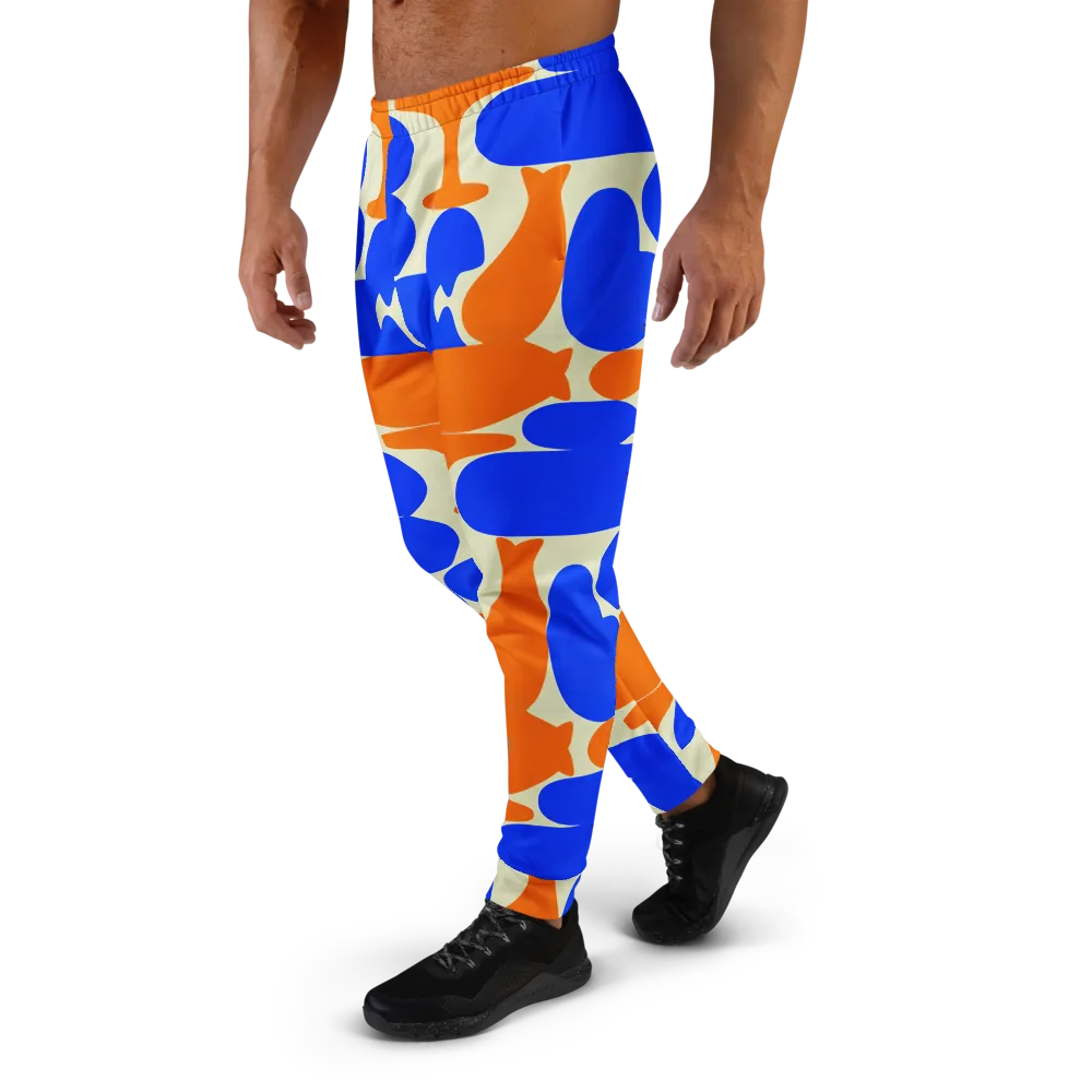 Cobalt Tangerine Totem on Men's Joggers — Left
