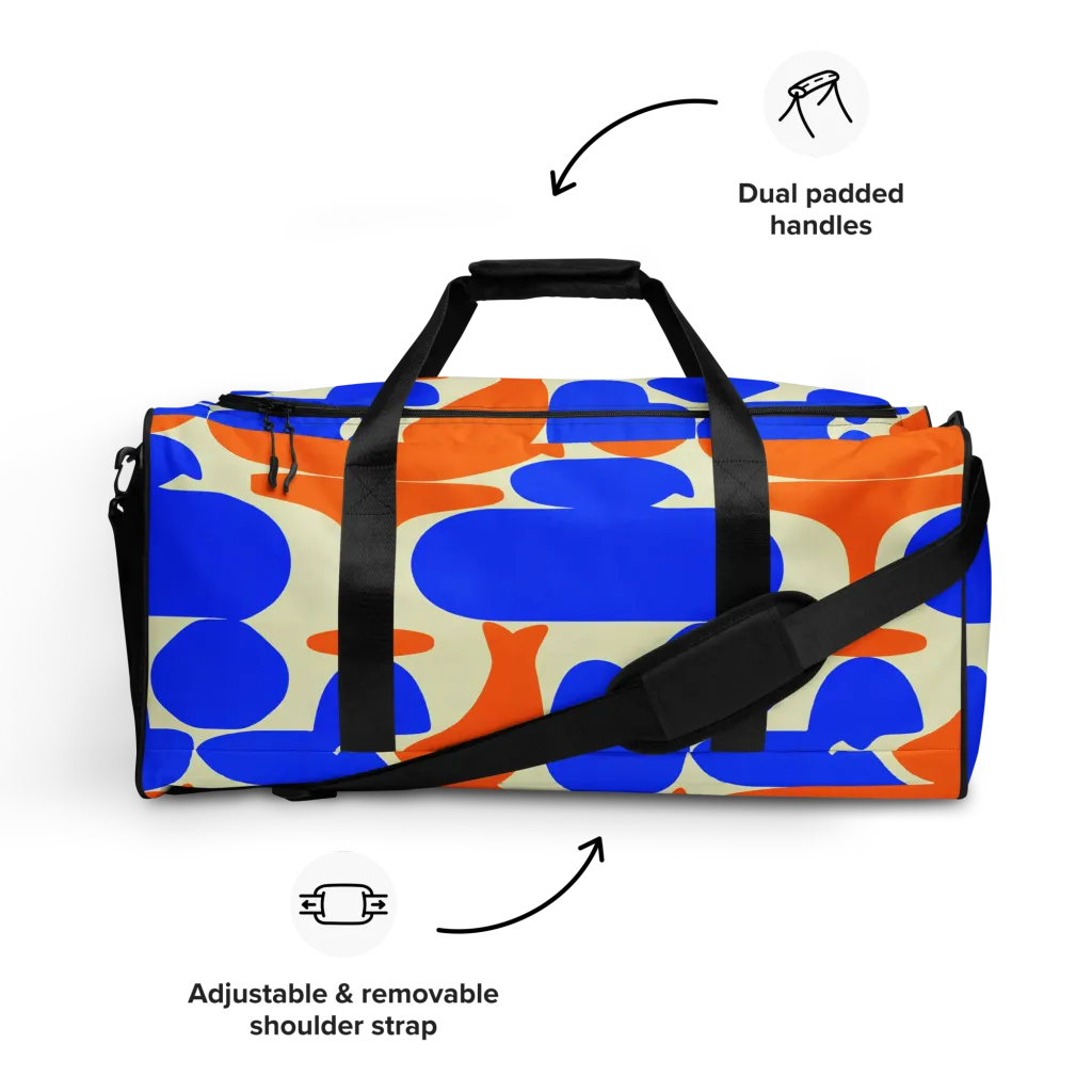 Cobalt Tangerine Totem on Duffle Bag — Front
