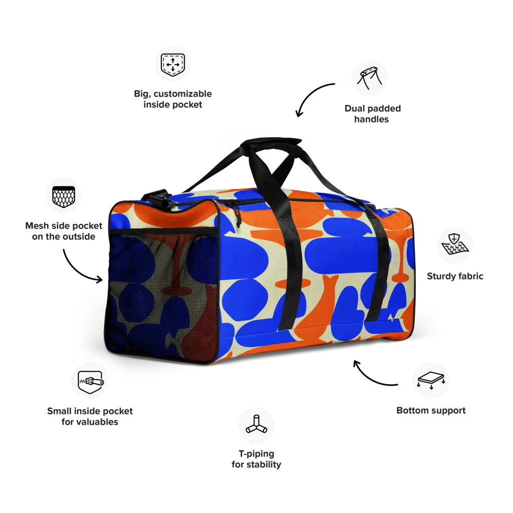 Cobalt Tangerine Totem on Duffle Bag — Right Front