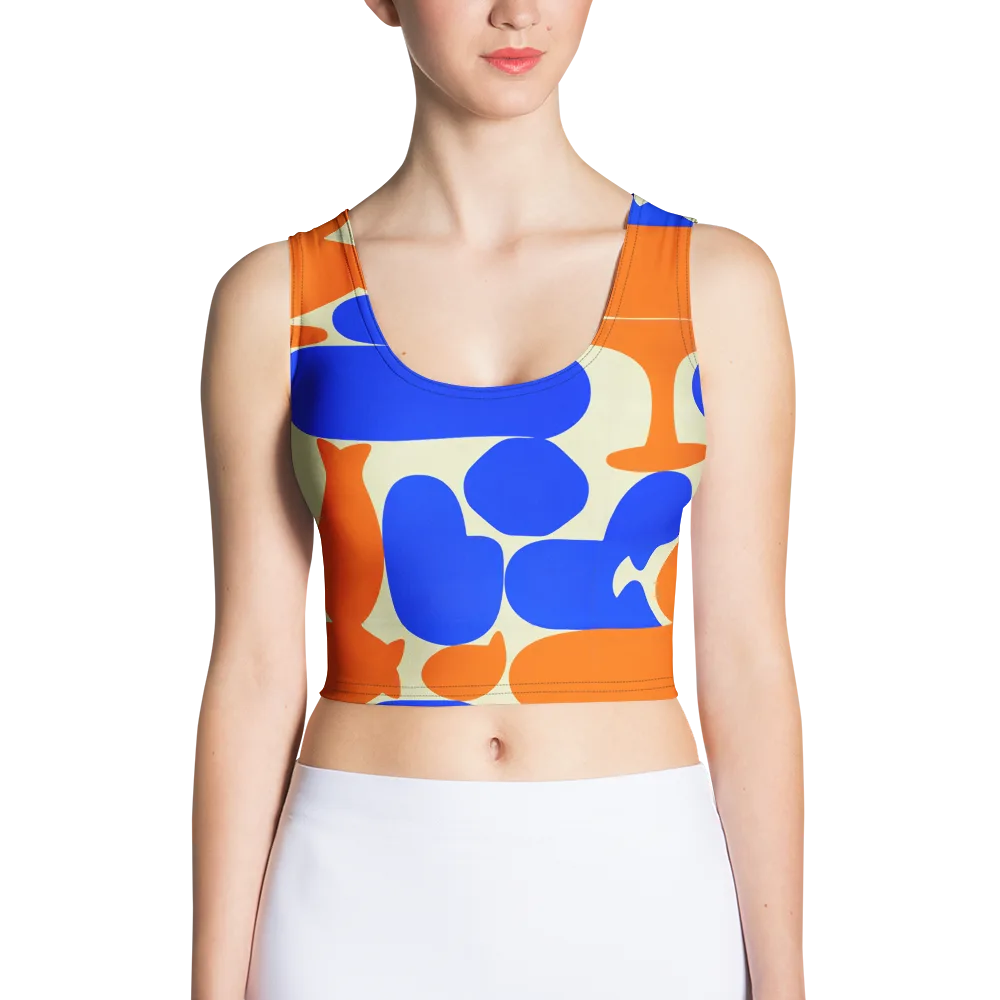 Cobalt Tangerine Totem on Crop Top — Front