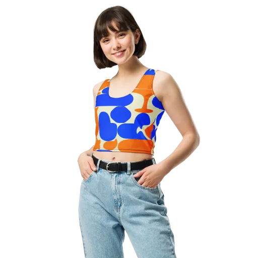 Cobalt Tangerine Totem on a Crop Top