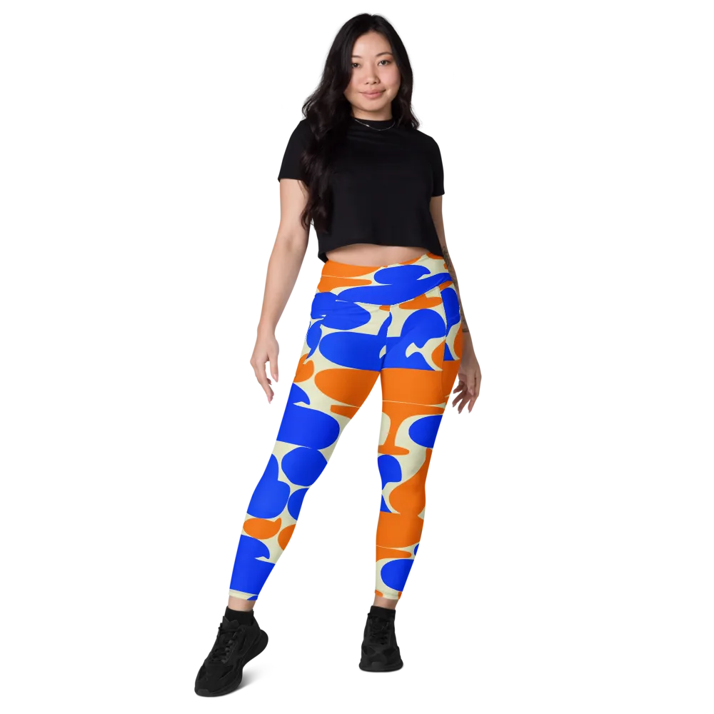 Cobalt Tangerine Totem on Leggings with Pockets — Front