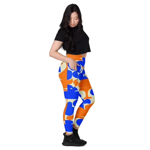 Cobalt Tangerine Totem on a Leggings with Pockets