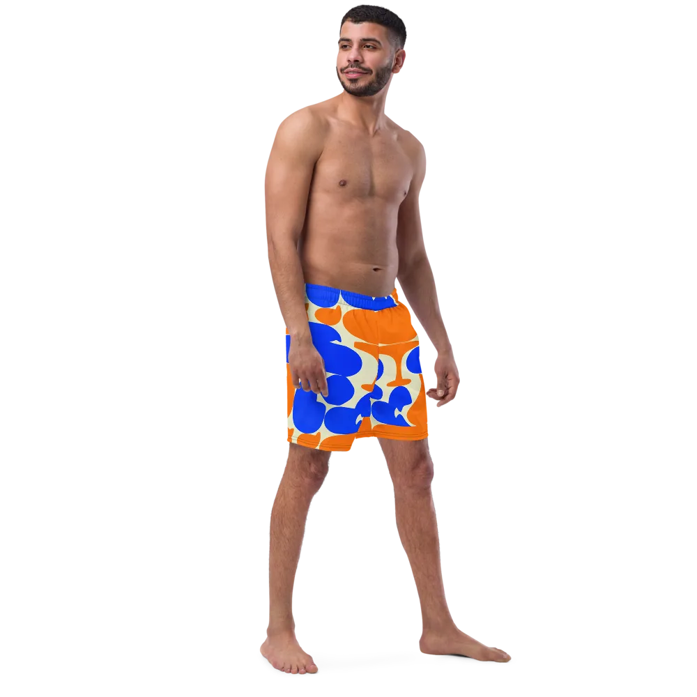 Cobalt Tangerine Totem on Swim Trunks — Right Front