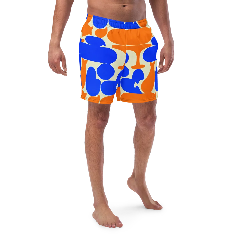 Cobalt Tangerine Totem on Swim Trunks — Front