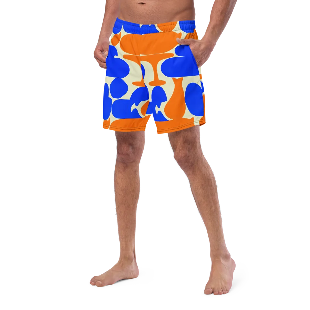 Cobalt Tangerine Totem on Swim Trunks — Left Front