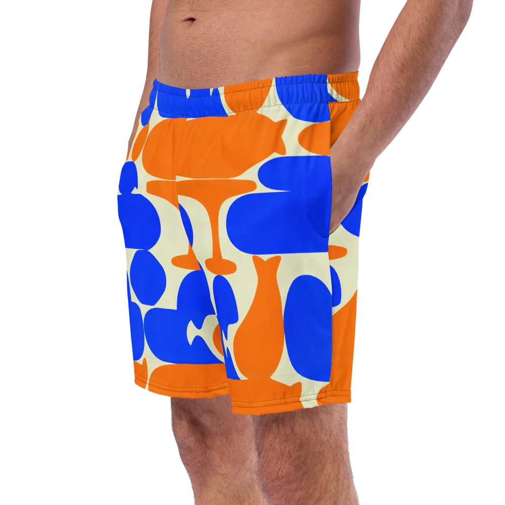 Cobalt Tangerine Totem on Swim Trunks — Left Front
