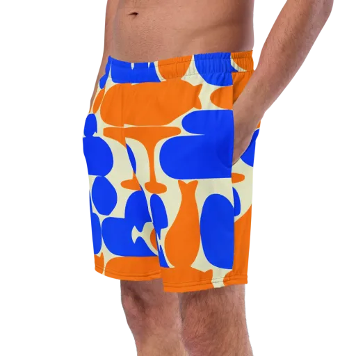 Cobalt Tangerine Totem on a Swim Trunks