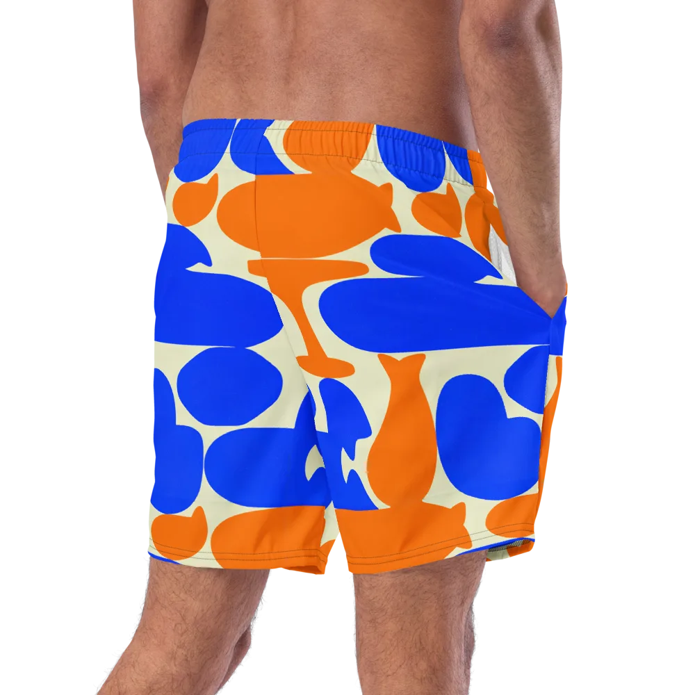 Cobalt Tangerine Totem on Swim Trunks — Right Back