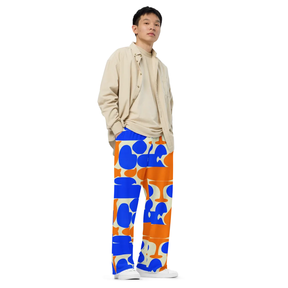 Cobalt Tangerine Totem on Wide-Leg Pants — Right Front