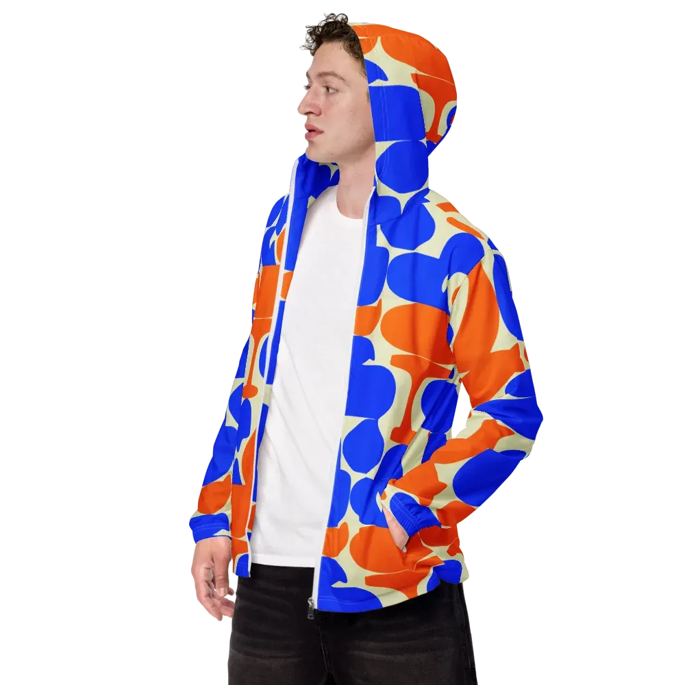 Cobalt Tangerine Totem on Men's Windbreaker — Left Front