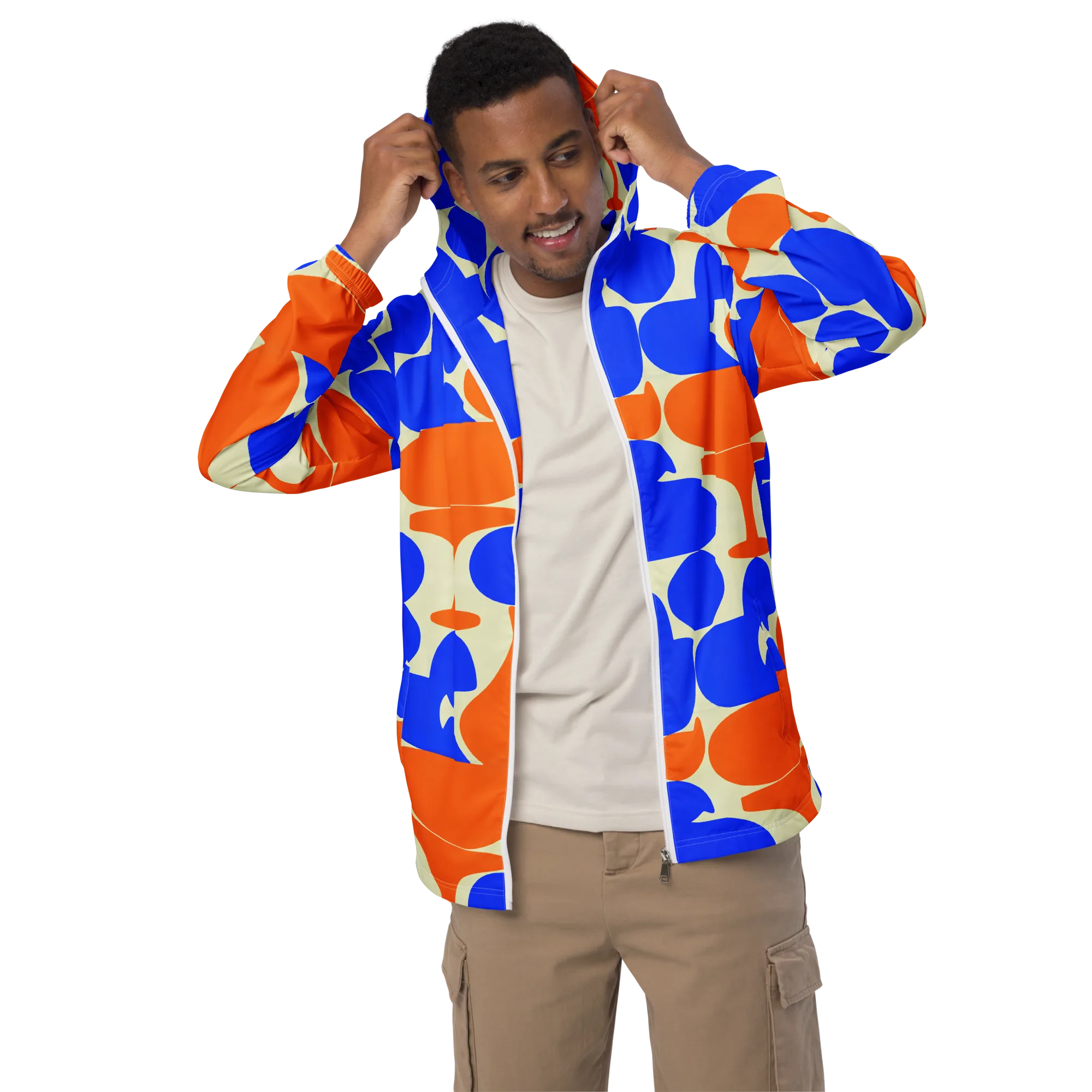 Cobalt Tangerine Totem on Men's Windbreaker — Front