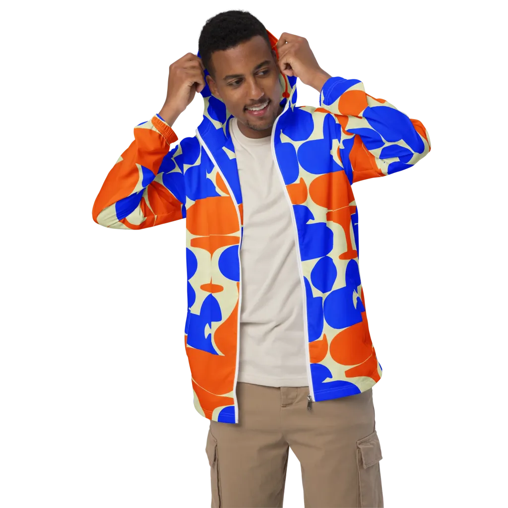 Cobalt Tangerine Totem on Men's Windbreaker — Front