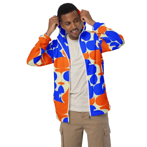 Cobalt Tangerine Totem on a Men's Windbreaker