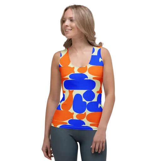 Cobalt Tangerine Totem on a Women's Tank Top