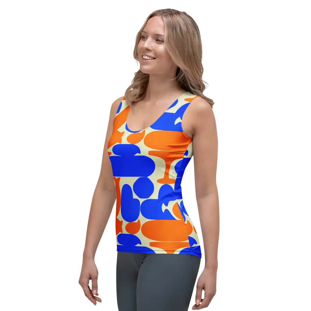 Cobalt Tangerine Totem on Women's Tank Top — Left Front