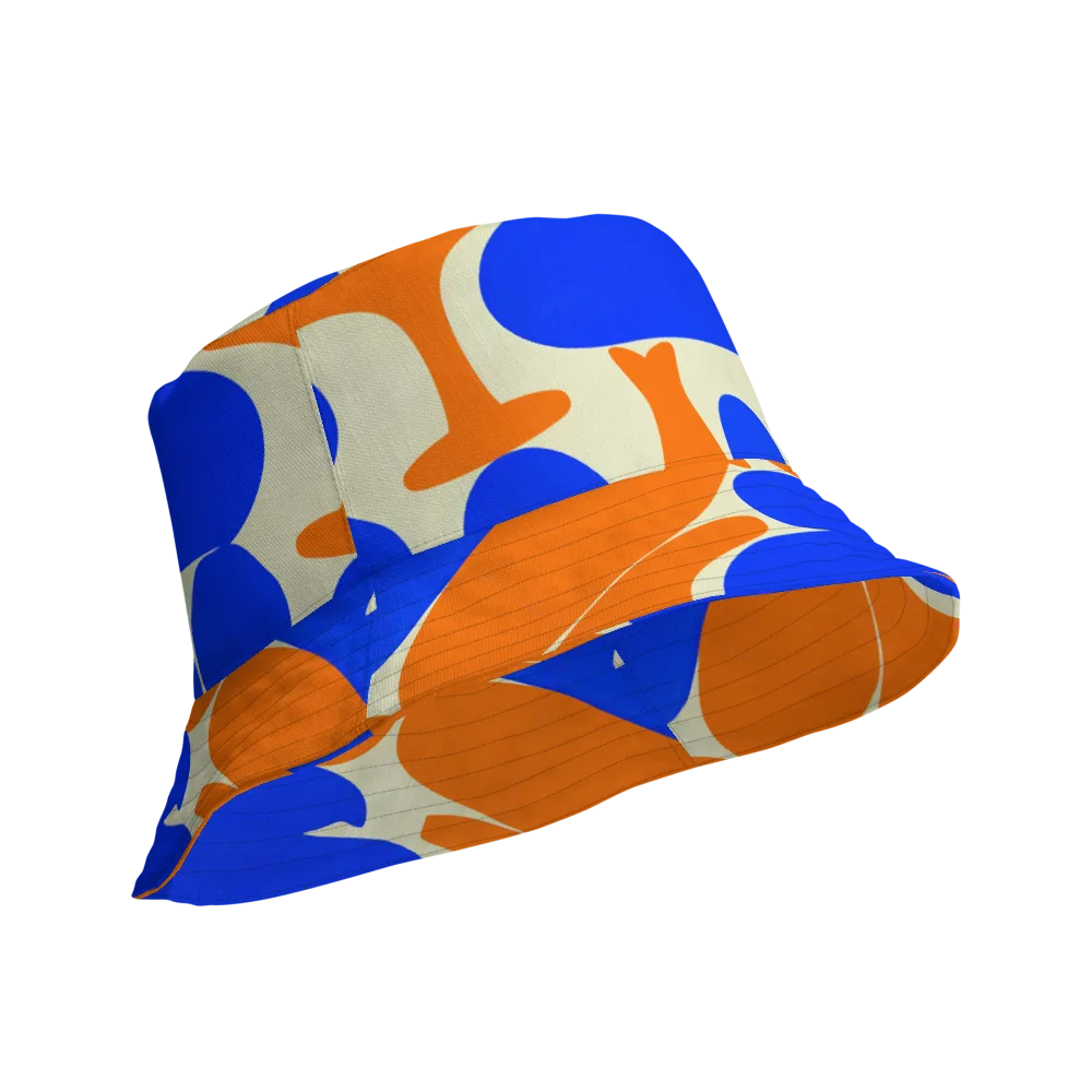 Cobalt Tangerine Totem on Reversible Bucket Hat — Product details Outside