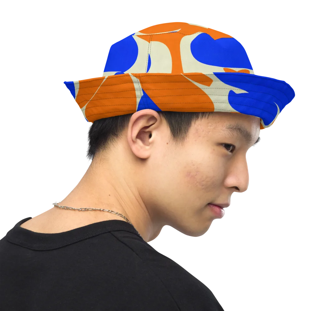 Cobalt Tangerine Totem on Reversible Bucket Hat — Right Outside