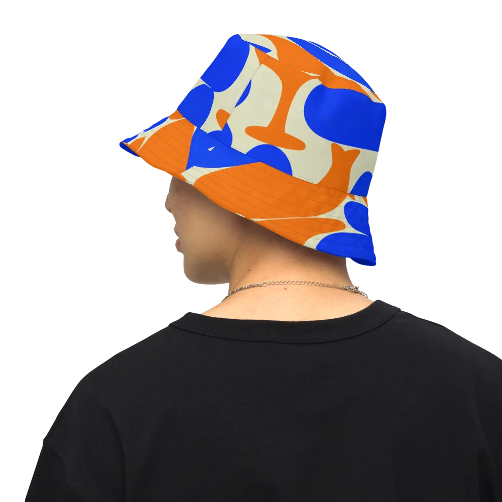 Cobalt Tangerine Totem on Reversible Bucket Hat — Back Inside