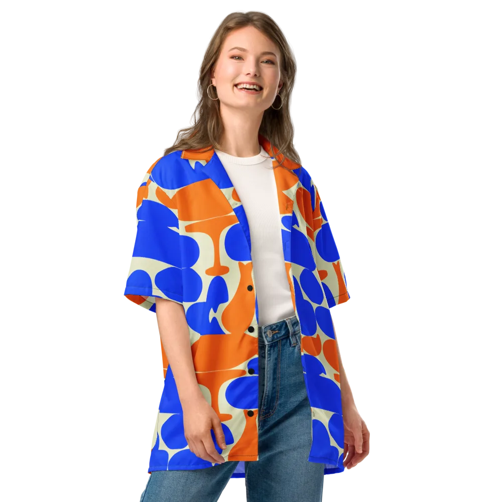 Cobalt Tangerine Totem on Button Shirt — Front