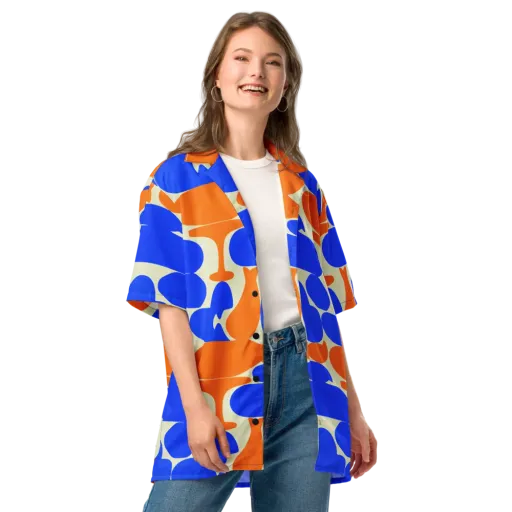 Cobalt Tangerine Totem on a Button Shirt