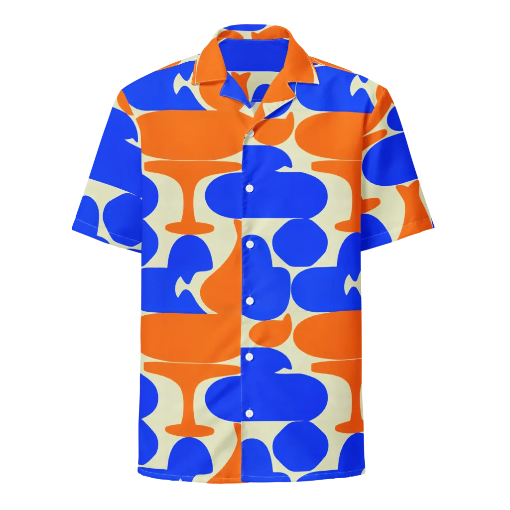 Cobalt Tangerine Totem on Button Shirt — Front