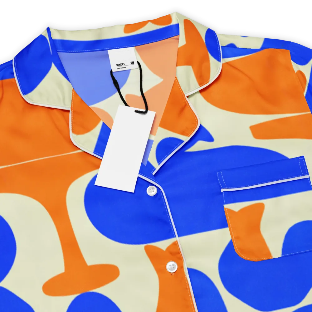 Cobalt Tangerine Totem on Women's Short Sleeve Pajama Top — Product details