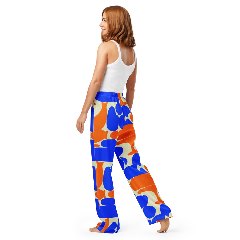Cobalt Tangerine Totem on Women's Pajama Pants — Back
