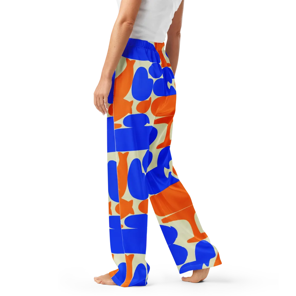 Cobalt Tangerine Totem on Women's Pajama Pants — Left
