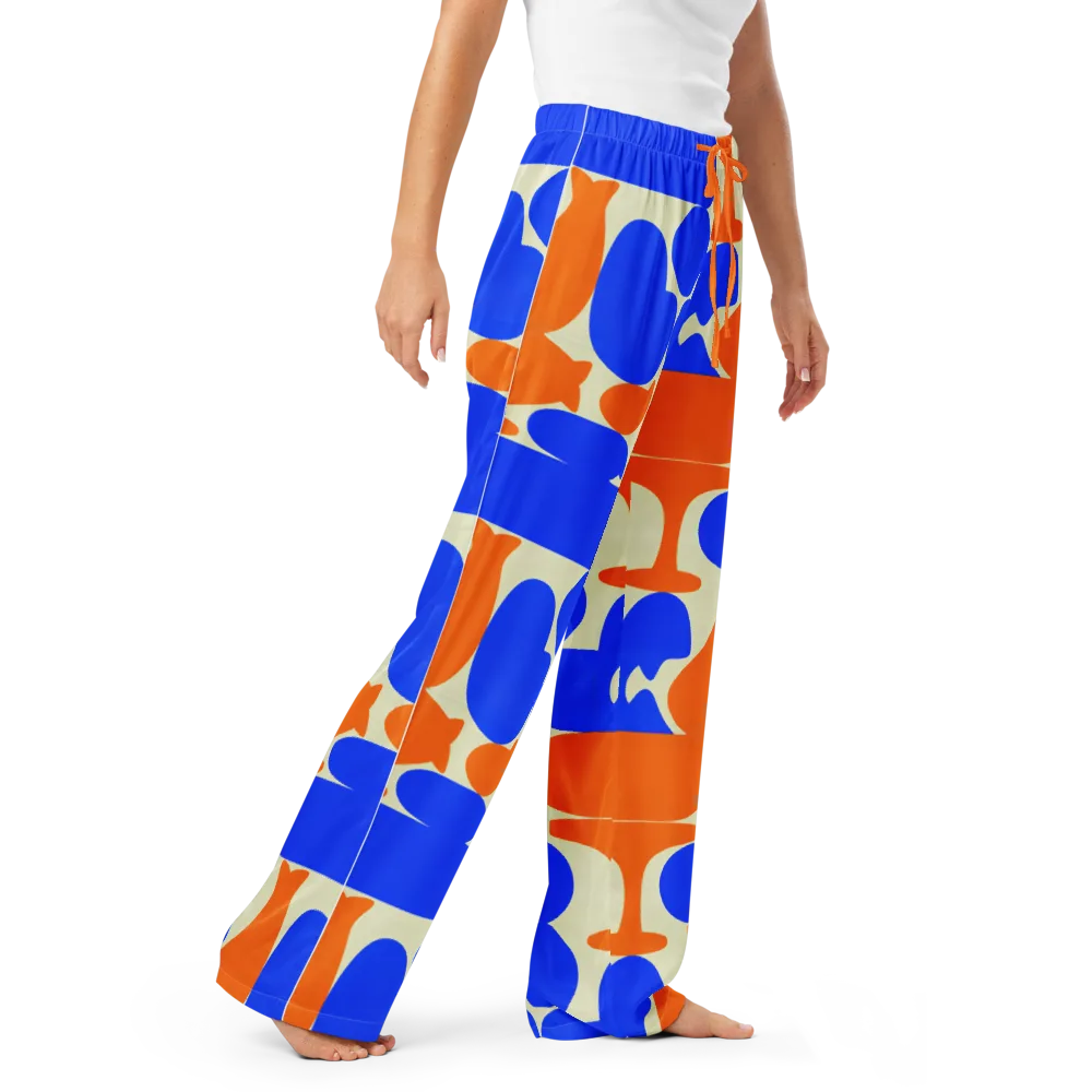 Cobalt Tangerine Totem on Women's Pajama Pants — Right Front