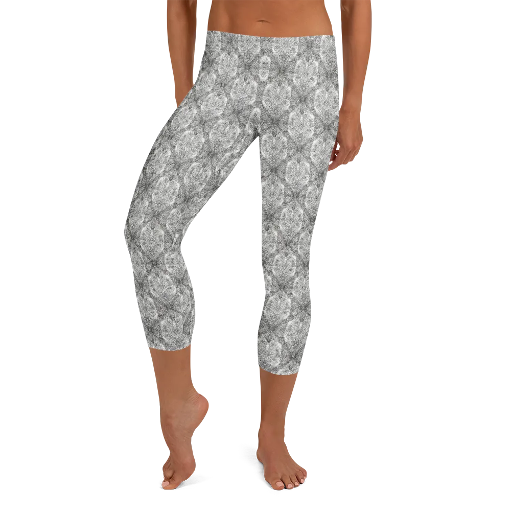 Ivory Filigree on Capri Leggings — Front
