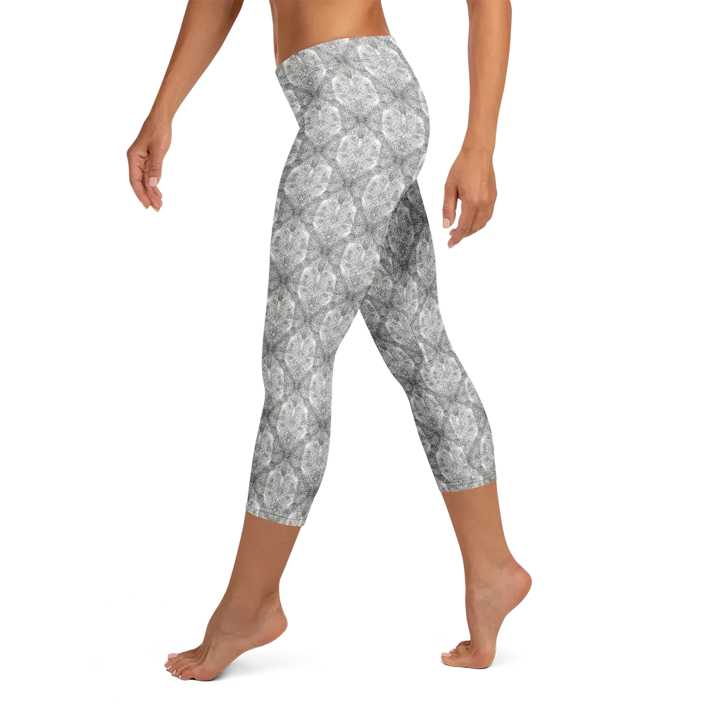 Ivory Filigree on Capri Leggings — Left