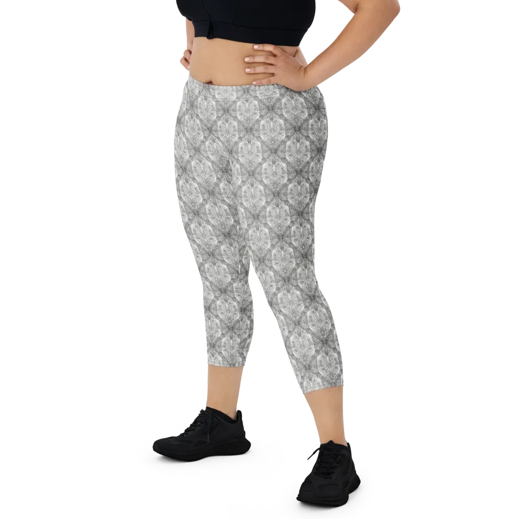 Ivory Filigree on Capri Leggings — Front
