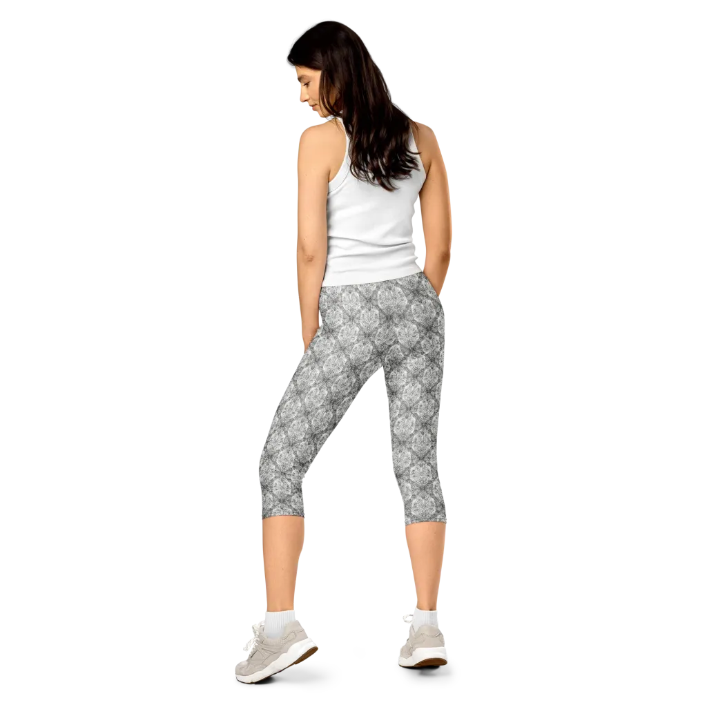 Ivory Filigree on Capri Leggings — Back