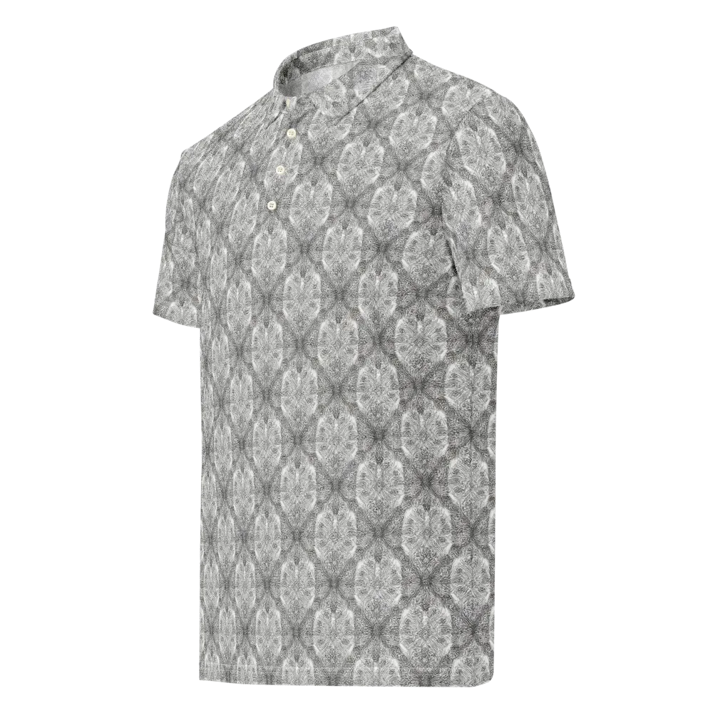 Ivory Filigree on Men's Slim Fit Polo Shirt — Left Front