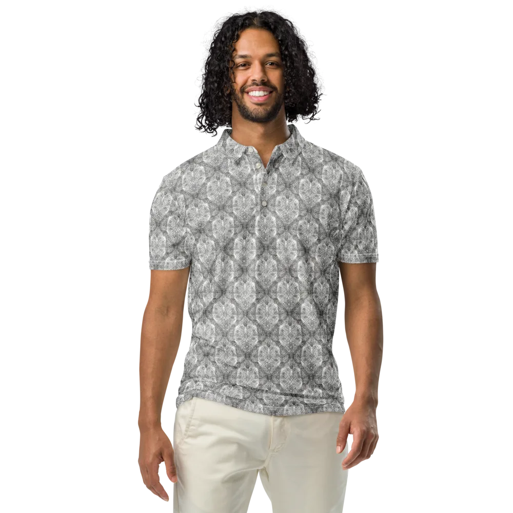 Ivory Filigree on Men's Slim Fit Polo Shirt — Front