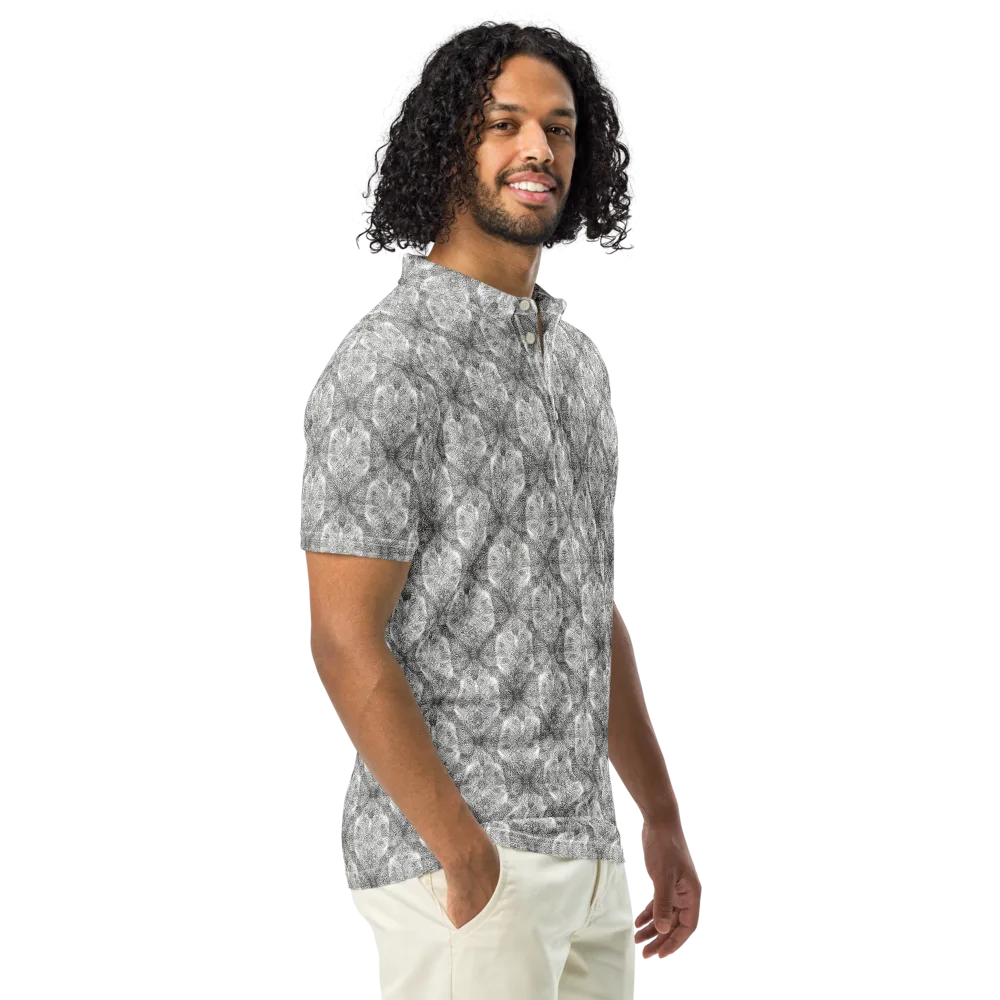 Ivory Filigree on Men's Slim Fit Polo Shirt — Right Front