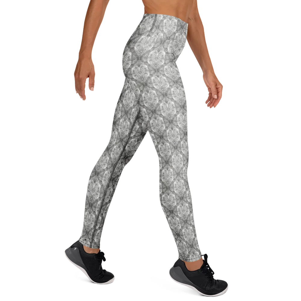 Ivory Filigree on Yoga Leggings — Right
