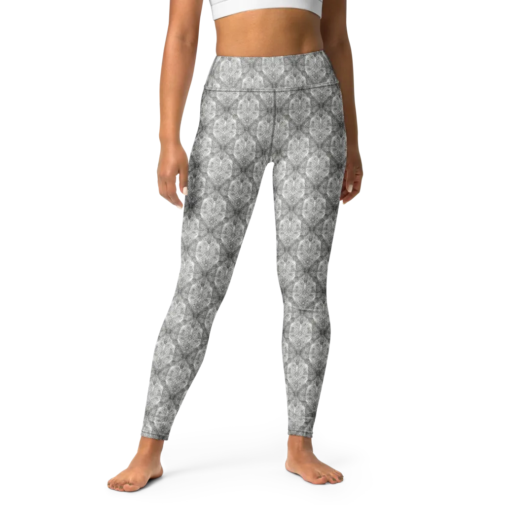 Ivory Filigree on Yoga Leggings — Front