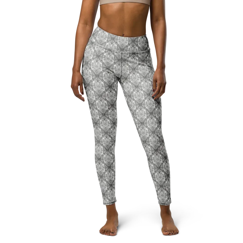 Ivory Filigree on Yoga Leggings — Front